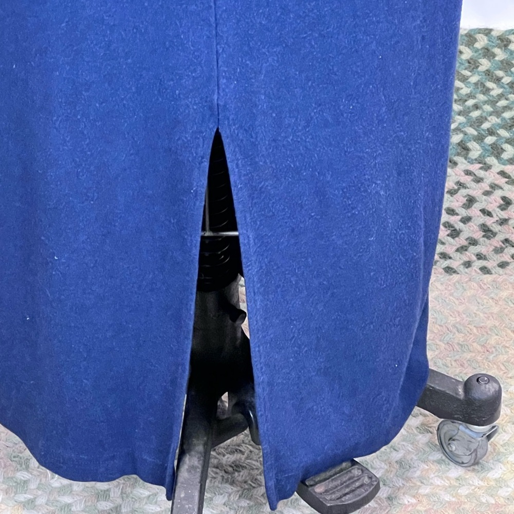 LL Bean indigo long maxi dress sleeveless v neck sundress navy blue stretchy - Picture 7 of 11